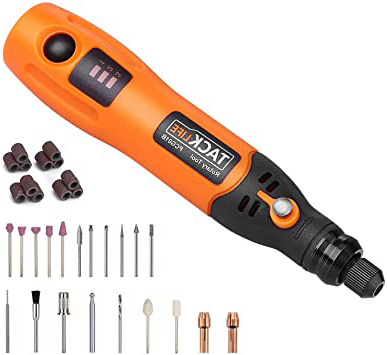 Mini Amoladora, TACKLIFE-PCG01B-3.7V Amoladora Electrónica DC, Herramienta Rotativa USB Recargable con 31 pcs Accesorios para los DIY Trabajos de Pulir