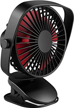 VersionTECH. Mini Ventilador de Mesa con Clip Abrazadera Rotación 360° USB Portátil Silencioso Batería Recargable Incorporada Mini Fan para Oficina/Escritorio/Hogar/Dormitorio/Cama/Cochecito (Negro)