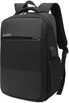 XQXA Mochila Unisex Impermeable para Ordenador Portátil de hasta 15.6 Pulgadas, con Puerto USB, Conector para Auriculares y Bolsillo Antirrobo. para los Estudios, Viajes o Trabajo - Negro