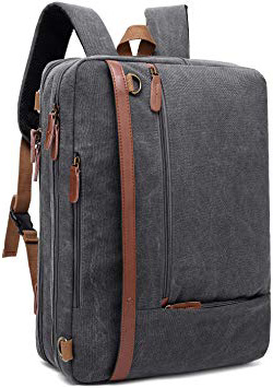 CoolBELL Mochila Convertible en Bolso de Hombro para Guardar Ordenadores portátiles. Maletín de Negocios Mochila de Viaje para Guardar Ordenadores portátiles de 17,3 Pulgadas (Gris Oscuro en Lienzo)