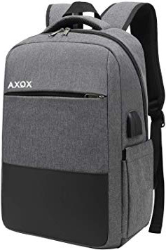 XQXA Mochila Unisex Impermeable para Ordenador Portátil de hasta 15.6 Pulgadas, con Puerto USB, Conector para Auriculares y Bolsillo Antirrobo. para los Estudios, Viajes o Trabajo - Gris
