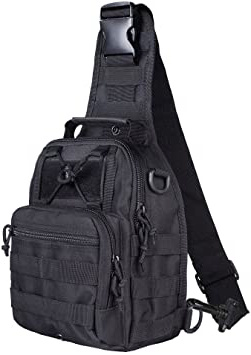 COOLEAD Mochila Militar Hombre Triangular Crossbody Bandolera Táctica Impermeable Portátil Bolso Pecho Durable Tela Oxford Cómodo Bolso Cruzados para Trekking Camping Cazar Acampada Senderismo(Negro)