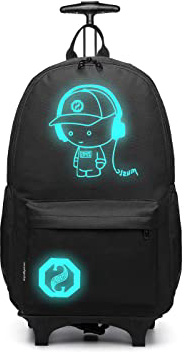 Kono Anime Cartoon Luminous música Boy Backpack Escuela Estudiante Mochila de Moda, Mochila Escolar Unisex Bookbag Maleta De Viaje Trolley Ordenador Mochila (Negro)