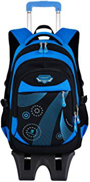 Mochilas Escolares con Ruedas, Fanspack Mochila Trolley Mochila Ruedas Infantil Mochilas Escolares Bolso Niña (Azul 4)