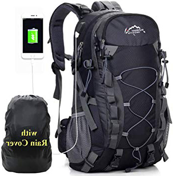 A AM SeaBlue 40L Mochila de Senderismo Ligero Impermeable Mochilas de Marcha Mochila para Viajes Alpinismo Acampar Trekking Rucksack Hiking Backpack Mochila con USB,Rain Cover para Mochila