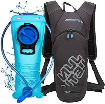 LUROON Mochila de Hidratación con 2L Bolsa de Agua sin BPA, Ligero Portátil Mochila de Correr para Hacer Ejercicio, Escalar, Acampar, Esquiar, Bicicleta, Trekking para Hombres Mujeres