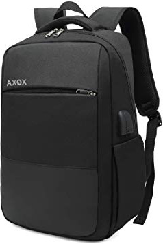 XQXA Mochila Unisex Impermeable para Ordenador Portátil de hasta 15.6 Pulgadas, con Puerto USB, Conector para Auriculares y Bolsillo Antirrobo. para los Estudios, Viajes o Trabajo - Negro
