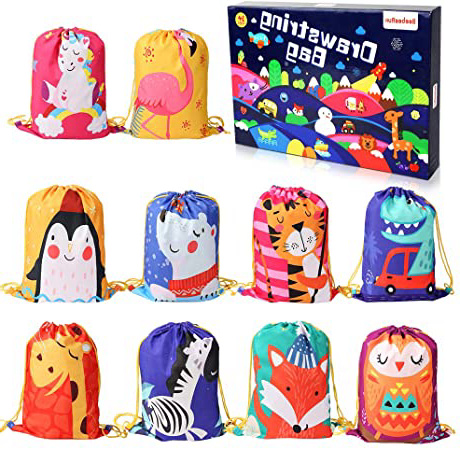 BeebeeRun 10Pack Bolsas de Cuerdas para Infantil,Mochila con Cordón Niños Bolsas Regalo Cumpleaños Deporte Gimnasio Backpack para Niños Niñas Fiesta de Cumpleaños Regalos