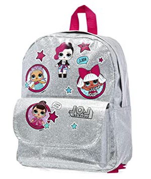 L.O.L. Surprise ! Mochilas para Niñas | Nuevas Mochilas Escolares Juveniles para Chicas De Confetti Pop | Mochila Infantil para Niños (Plata)