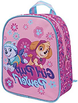 PERLETTI - La Patrulla Canina Mochila Pequeña de Niña - Bolso Escolar Infantil Estampado Personajes Skye y Everest Rosa - Paw Patrol - 24x20x10 cm