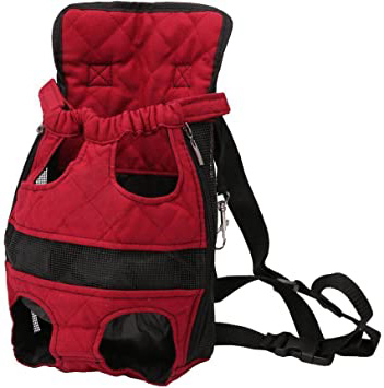 Petcomer Mochila Portaperro Pequeños Bolsa Transporte Transportin Gato Cachorros Canguro para Perros para Caminatas Viajes Portátil Seguro(M Rojo)
