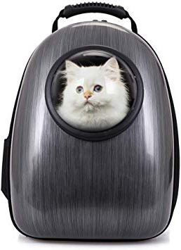 Petcomer Mochila Cápsula Impermeable Transportín en Forma de Burbuja para Mascotas Perros Gatos (Negro)