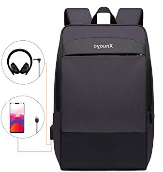Xnuoyo 17.3 Pulgadas Mochila Hombre, Impermeable Mochila con Puerto de USB,Mochila de Gran Capacidad para Hombre Mujer Oficina Trabajo Diario Negocio Multifuncional (Negro)