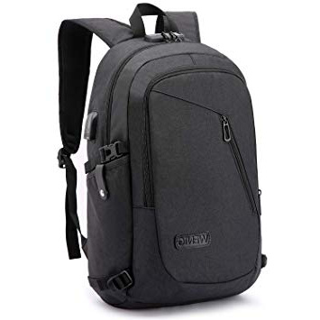 WENIG Mochila Antirrobo Impermeable,Mochila Portatil 15.6 Pulgadas Mochila Hombre con Puerto de Carga USB,Mochila Backpack para el Laptop para Ordenador del Negocio Trabajo Diario Viaje-Negro