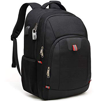 Mochila Antirrobo Impermeable, Mochila Portátil Hombre 17.3 Pulgadas Puerto USB Impermeable Trabajo Ordenador Viaje Negocio Multifuncional Daypacks Negro