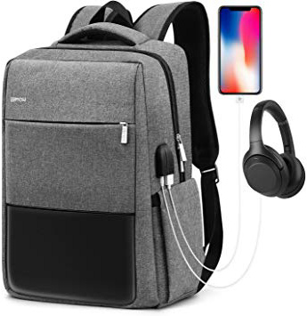 HOMIEE Mochila para Portátil con Puerto de Carga USB/Puerto para Auriculares Bolsa antirrobo Liviana - Adaptable para 15.6 Pulgadas, Mochila Informal Delgada, Impermeable,Viajes, Universidad
