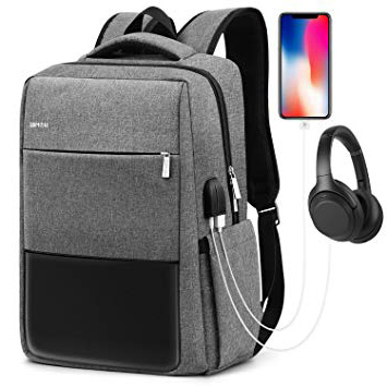 HOMIEE Mochila para Portátil con Puerto de Carga USB/Puerto para Auriculares Bolsa antirrobo Liviana - Adaptable para 15.6 Pulgadas, Mochila Informal Delgada, Impermeable,Viajes, Universidad