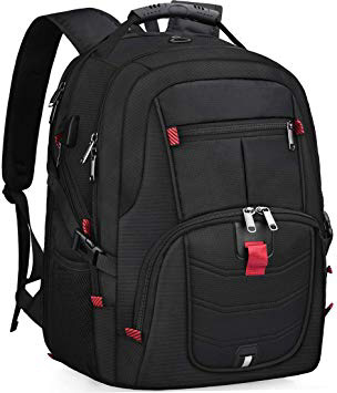 NUBILY Mochila para Portátil Hombre 17.3 Pulgadas Impermeable Mochilas Puerto USB 17 Pulgadas Trabajo Ordenador Viaje Negocio Multifuncional Mochila Daypacks Negro 45L