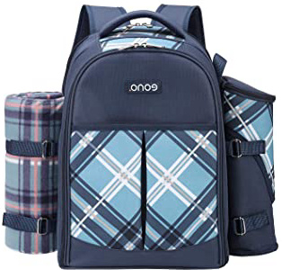 Eono by Amazon - Bolsa para refrigerador con mochila para picnic, 4 personas, juego de vajilla y manta