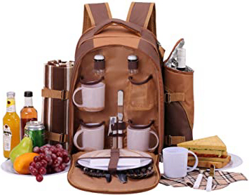 apollo walker 4 Person Picnic Backpack Hamper Cooler Bag con Juego de Mesa y Manta