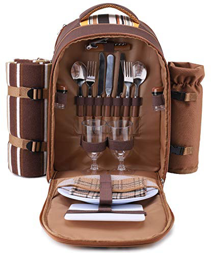 apollo walker - Mochila de Picnic para 2 Personas, con Juego de vajilla y Manta, Color Azul