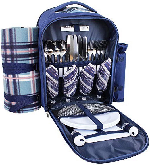 Leogreen - Mochila de picnic, Conjunto de picnic completo, 42 x 35 x 18 cm, Material: 600D PVC, 210D polyester, Foam, PEVA