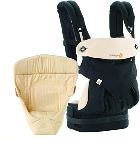 Ergobaby Mochila Portabebé Ergonómico Pack 360 con Cojín para Recién Nacidos, 4-Posiciones de Porteo, Negro/Camel