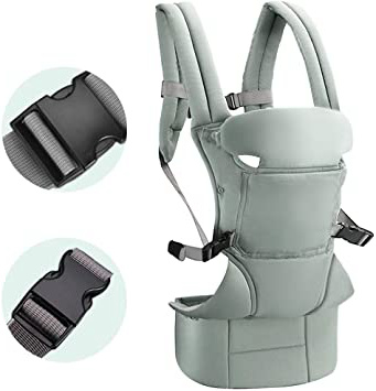 Mochila Portabebés Ergonómico, Hommie Mochilas para Bebes Puro Algodón Ligero y Multiuso, Portabebés Transpirable Ideal para Recién Nacidos y Niños de 0 a 2 Años (3.5 a 20Kg) 2019 Nueva Versión, Verde