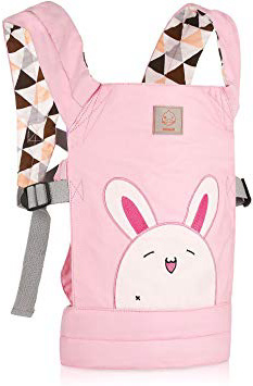 GAGAKU Muñeca Transporte Doll Carrier Delantera y Trasera de Bebé de Algodón para Niños de Hasta 18 Meses - Rosa Conejo
