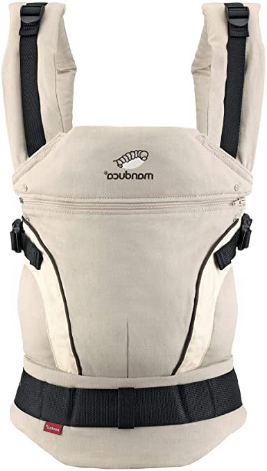manduca First Mochila Portabebes > HempCotton Sand < El Original de Cáñamo y Algodon Organico, Cinturon Ergonomico & Extension de Espalda, 3 Posiciones (Delante, En la Cadera, a la Espalda), beige