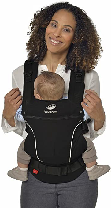 manduca First Baby Carrier > PureCotton < Mochila Portabebe Ergonomica, Algodón Orgánico, Extensión de Espalda Patentada, para Recién Nacidos y Bebés de 3,5 a 20 kg (PureCotton, NightBlack (negro))