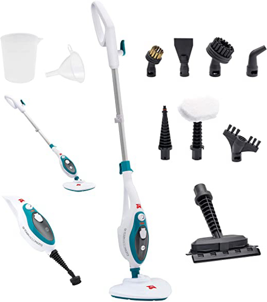 Di4 Steamclean Multi10 Limpiador a Vapor con Multifunción 10 En 1, 1500 W, Blanco/Azul/Gris