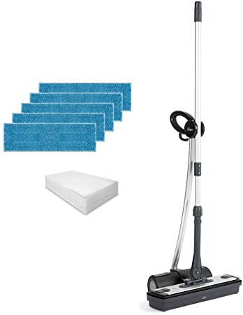 Polti Moppy Black Premium - Limpiador a vapor sin cables, extra dotación de paños, para todo tipo de suelos y superficies verticales lavables, Negro
