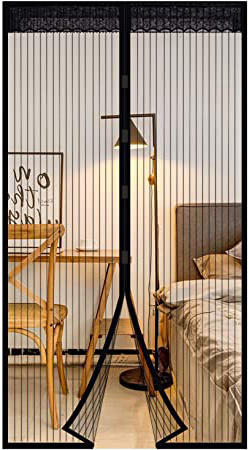 Extsud Mosquitera Magnética para Puertas 120 x 220cm Cortina Protección contra Insectos para Puerta de Balcón Sala de Estar Puerta de Patio Pegado sin Taladrar, Negro