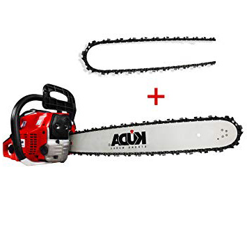 KUDA CN-52 Motosierra de Gasolina, 2 tiempos, 1 cadena extra, roja, espada 50 cm, 3 cv, 52 cc
