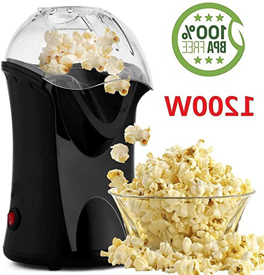 Hopekings Máquina de Palomitas,1200W Aire Caliente sin Aceite con Taza Medidora y Funda Desmontable,Libre de Bpa, Negro