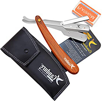 Candure Navaja Profesional Recta para Afeitado Tradicional Afeitar Afeitado Plegable de Barbero