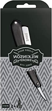 Wilkinson Sword Classic Cutthroat - Kit de Navaja Clásica de Afeitar de Barbero + 5 Hojas de Recambio, Afeitado Manual Profesional para Hombre