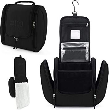 GO!elements® Bolsa de Aseo para Colgar Hombres y Mujeres | Neceser cosmético Hombre Grande Mujer para Maletas y Equipaje de Mano | Neceser de Viaje, Color:Negro