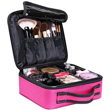Luxspire Portátil Bolsa Cosmetica, Bolsa de neceser con gran capacidad y diseño divisible, Bolso de organizador maquillaje en viaje, Almacenamiento de Maquillaje Cosmético, Neceseres de viaje, Burdeos