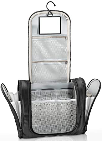 Neceser con suspensión y espejo + bolsillos interiores | Hombres, mujeres y niños – Bolso de tocador hidrófugo para viajar | Bolsa de aseo para maleta, accesorios de baño, equipaje de mano, outdoor