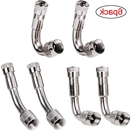 RUNCCI-YUN 6 Piezas de Extensor de Válvula Extensión de Vástago de Válvula de Neumáticos Adaptador de Rueda de Ángulo para Coche Motocicleta Bicicleta Camión, 3 Tipos (Plata)