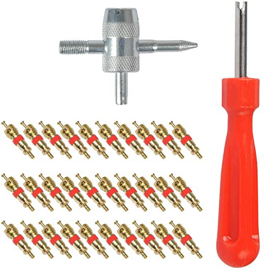 YANSHON 32pz Removedor de válvula - Eje de llave acero para válvulas, Válvula neumática de núcleo, Herramienta de reparación acero 4-1, Desenrosque las válvulas neumáticas(Solo para valvula americana)