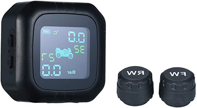 Monitor de presión de neumáticos para motocicleta,moto,sistema de monitoreo manometro digital TPMS inalámbrico sistema de control de presión con 2 sensores externos