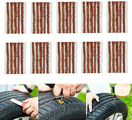 CICMOD 50 pcs Kit de Mecha Pinchazos para Reparación Neumáticos de Coche, Moto y Bicicletas 10 cm