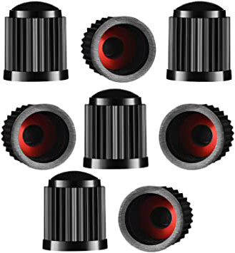 8 tapones de válvula para neumáticos, de plástico, para coche, con anillo de sellado para SUV, moto, camiones, bicicletas, color negro