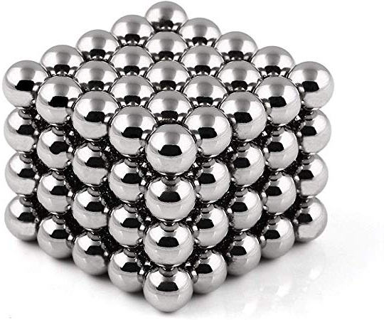 movmagx - Bolas magnéticas (5 mm, 100 Unidades, Incluye bolsita de Terciopelo, imanes superfuertes para tablón de anuncios y Pizarra, Pizarra Blanca, Nevera), Plata, 5 mm