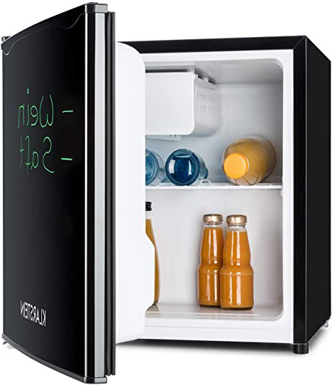 Klarstein Spitzbergen ACA Mini Nevera con congelador (capacidad 40 litros, clase energética A+, refrigerador compacto, marcador mágico) - Negro