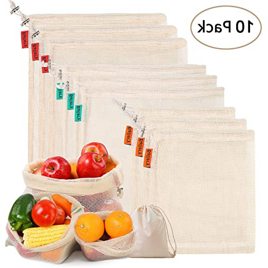 Bolsa de Producción Reutilizable, Ballery Bolsas de Malla Reutilizables, Bolsas de La Compra Reutilizables para Almacenamiento Fruta Verduras Juguetes Lavable y Transpirable 3 Diversos Tamaños