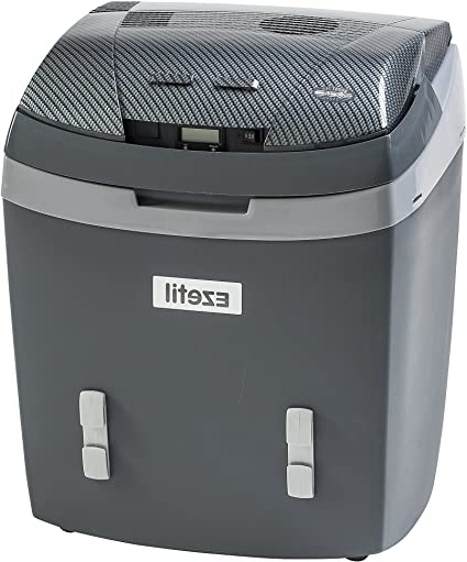 Ezetil 776676 Nevera portátil termoeléctrica 12/24/230V, AES & LCD, color gris oscuro/carbon